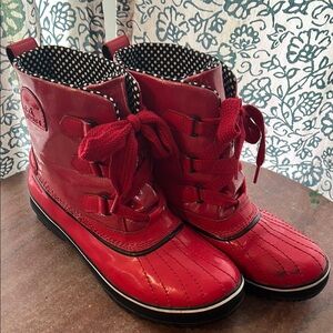 SOREL Red Duck Boots Rain Waterproof Women’s 11 Polka Dots Tívoli II Hiking